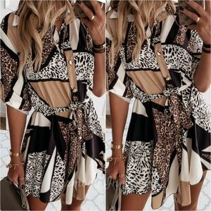 Tie It Wild Mini Dress - Multiprint